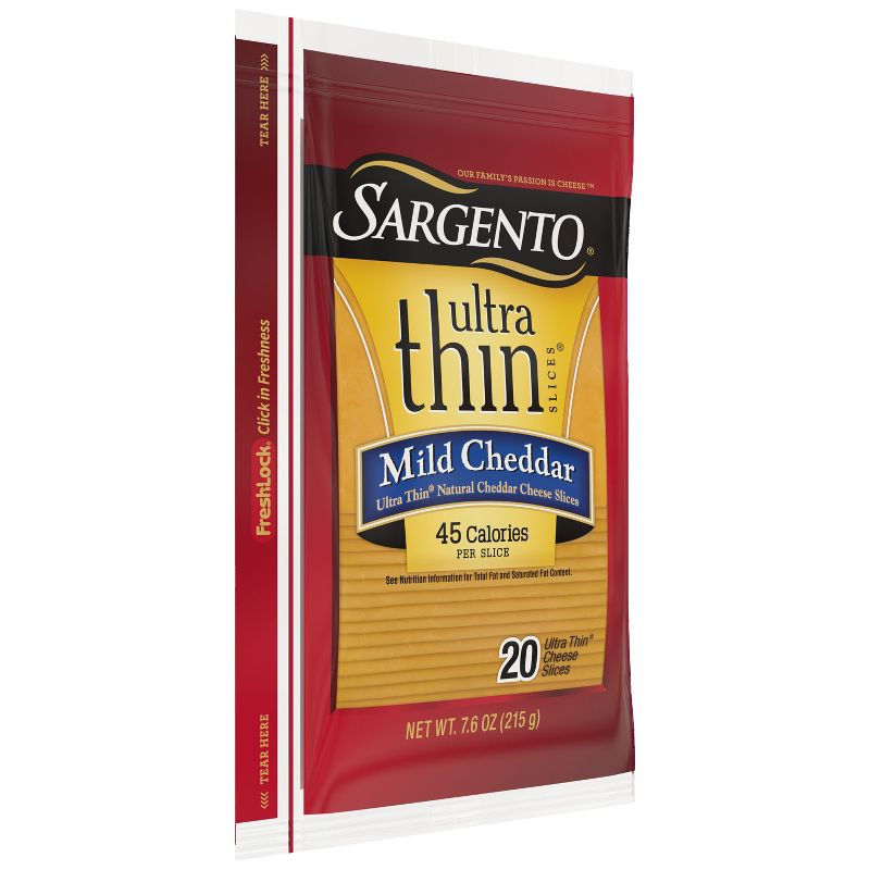 Sargento Ultra Thin Natural Cheddar Cheese Slices - 7.6oz/20 slices, 4 of 11