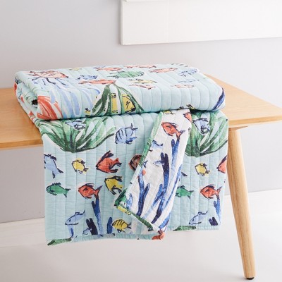 Sancti Petri Coastal Reversible Cotton Quilted Throw Blanket