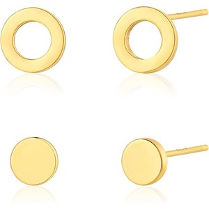 2-Pair Gold-Plated Stud Earring Set: 6 Dainty Shapes (Bar, Heart, Star, Crown), Hypoallergenic - 1 of 4