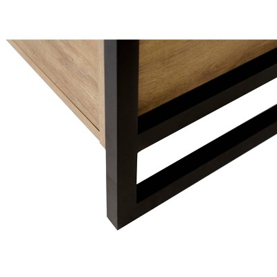 Mason Light Brown Wood Executive Desk with Hutch and Filing Cabinet
