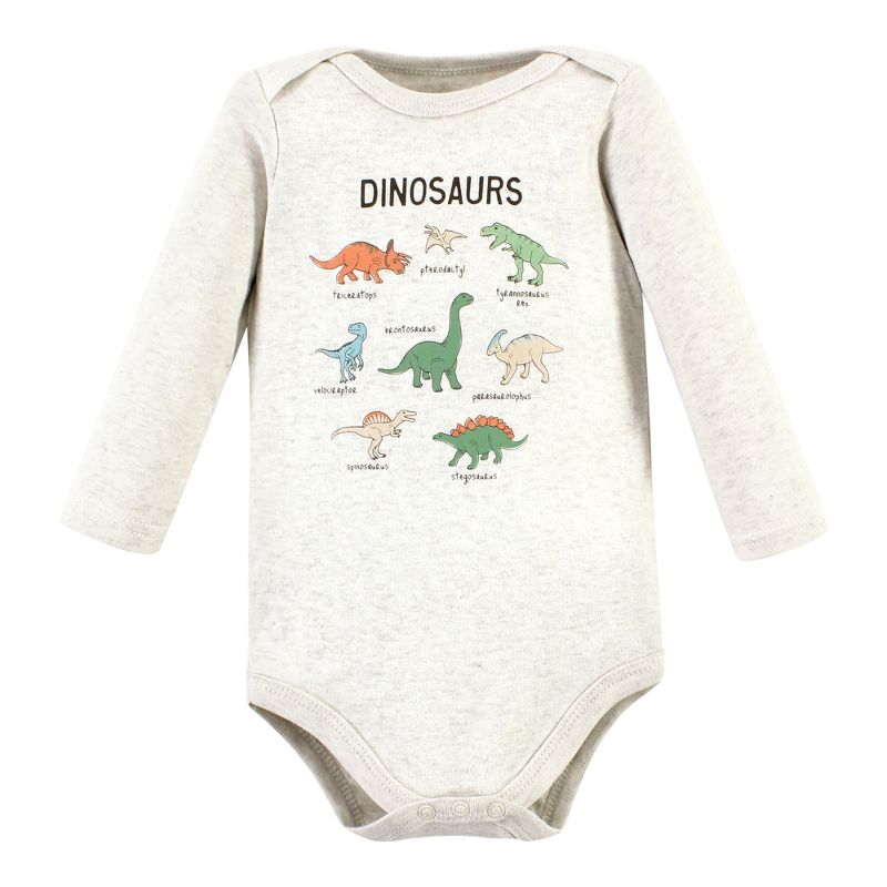 Hudson Baby Cotton Long-Sleeve Bodysuits, Dinosaur Adventures 3-Pack, 3 of 6