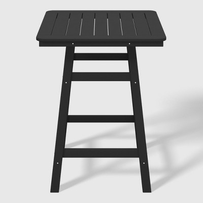 Black HDPE Outdoor Counter Height Bistro Table with Umbrella Hole