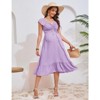 Coolmee Women Summer Maternity Maxi Dress Sweetheart Neck Short Sleeve Smocked Boho Drawstring Long Dress Photoshoot Baby Shower - 2 of 4