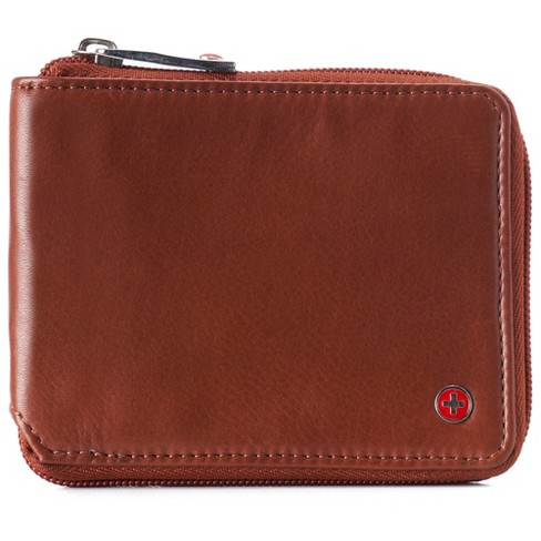 Grains & Tan Genuine Leather Card Wallet with Gift Box Small Leather Zipper  Card Holder Wallet