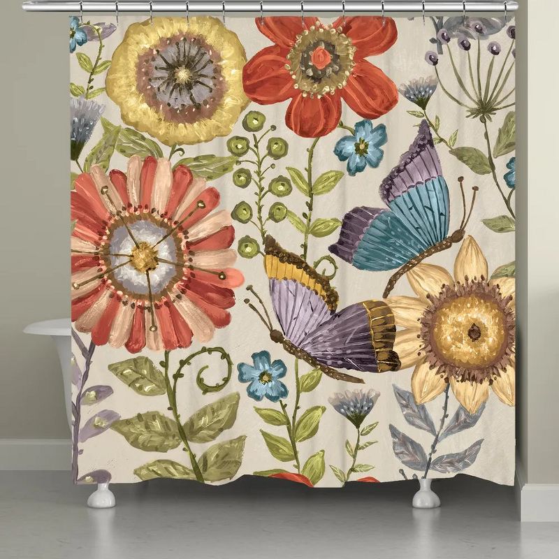 Laural Home Boho Butterfly Garden Shower Curtain, 1 of 2