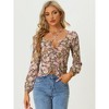 INSPIRE CHIC Women's Crisscross Halter Neck Cut Out Long Sleeve Floral Keyhole Blouse - 2 of 4