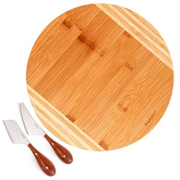 BergHOFF 3Pc Aaron Probyn Cheese Board Set, Bamboo Cutting Board, Cheese Knives