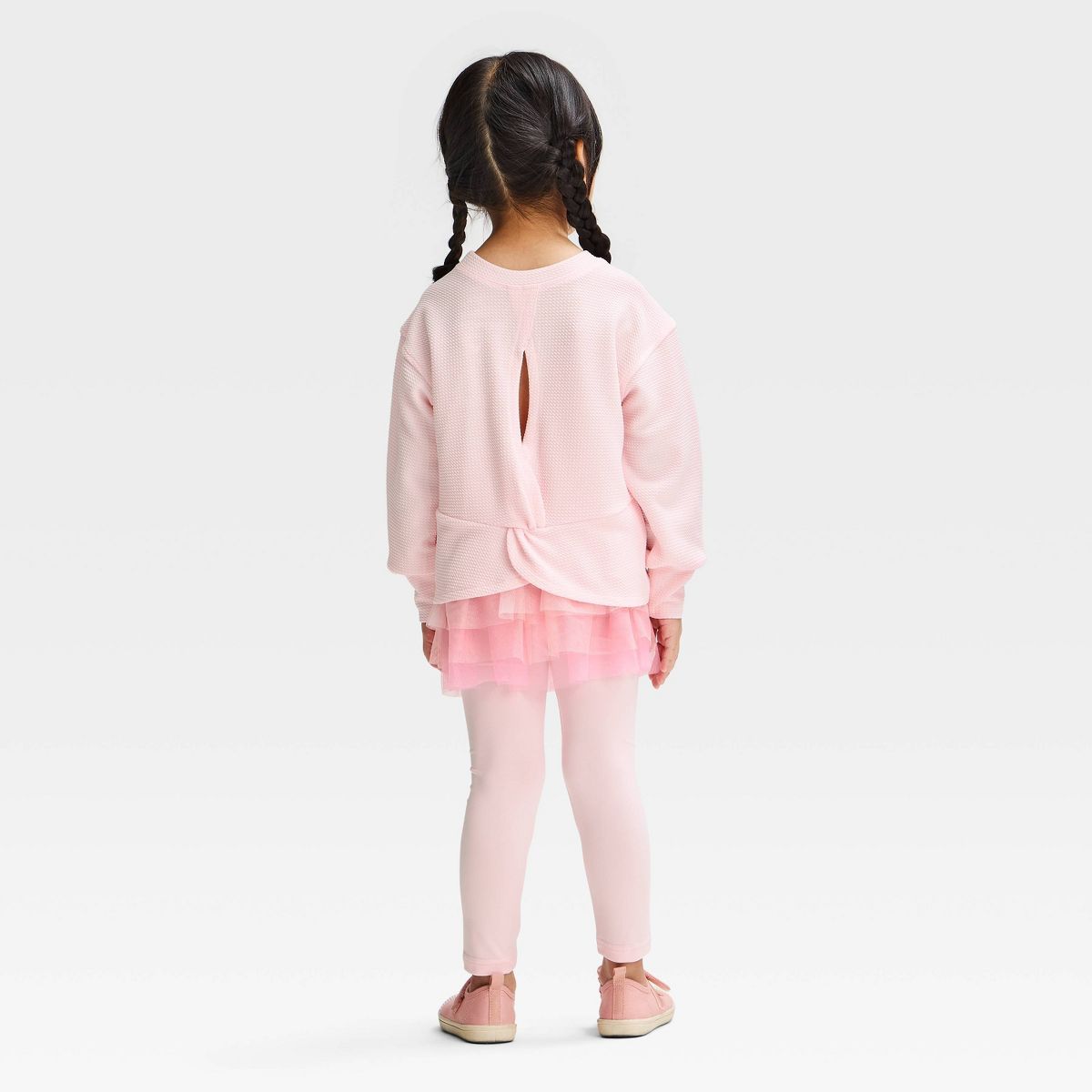 Toddler Girls' Disney Princess Varsity Sweatshirt and Legging with Tutu Skirt Set - Pink - thumbnail 2