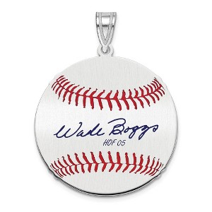 Black Bow Jewelry Sterling Silver Wade Boggs Signature MD Enamel Baseball Pendant - 1 of 4