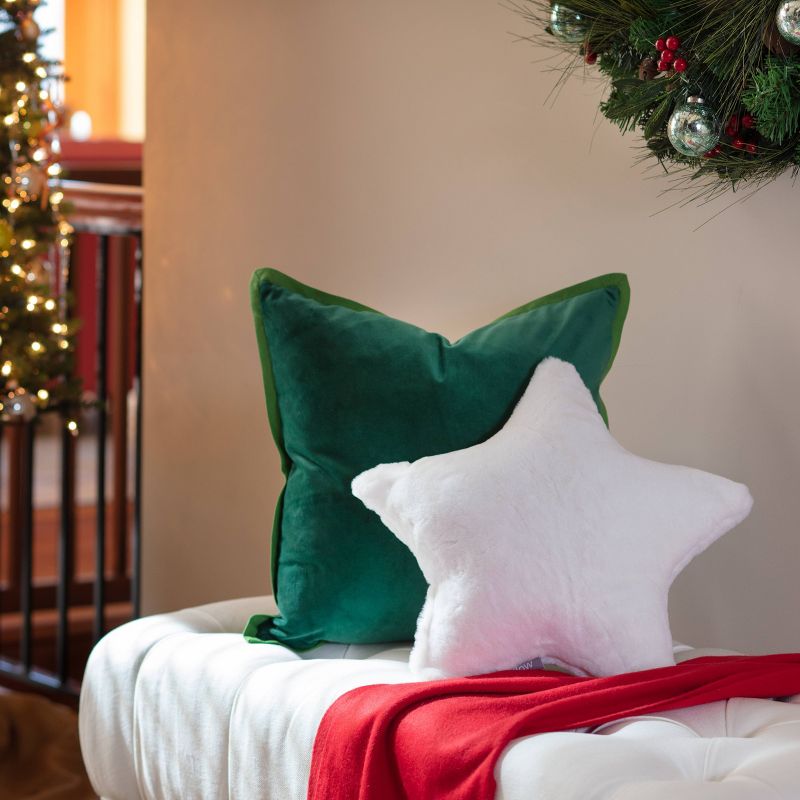 16.5&#34;x16.5&#34; Indoor Christmas &#39;Fur Star&#39; Square Throw Pillow Off White - Pillow Perfect, 6 of 9