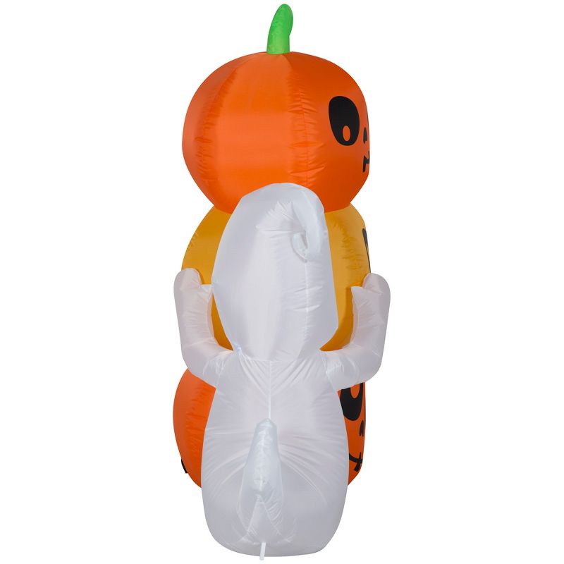 Gemmy Airblown Inflatable Ghost w/Pumpkin Stack Scene, 5 ft Tall, Multi, 3 of 5