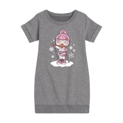 - Lol Surprise! - Snowbunny And Snowflakes Graphic Short Sleeve Fleece Dress