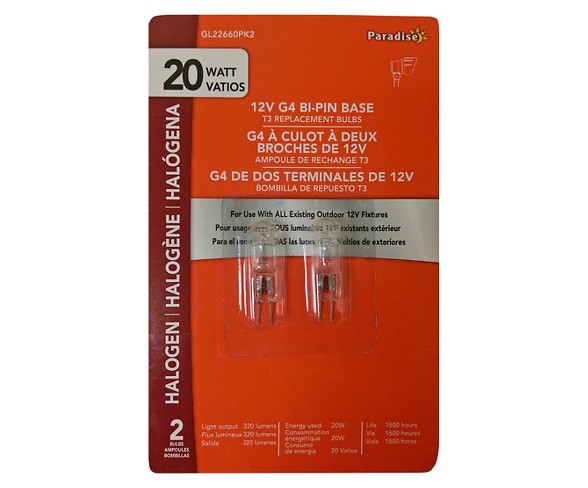 Paradise Garden 2 Pack 20 watt Bi-Pin Halogen Bulb Clear