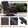 UPHA 5-Piece Patio Outdoor Wicker Swivel Rocking Chair Set with Side Table and Cushions - 3 of 4