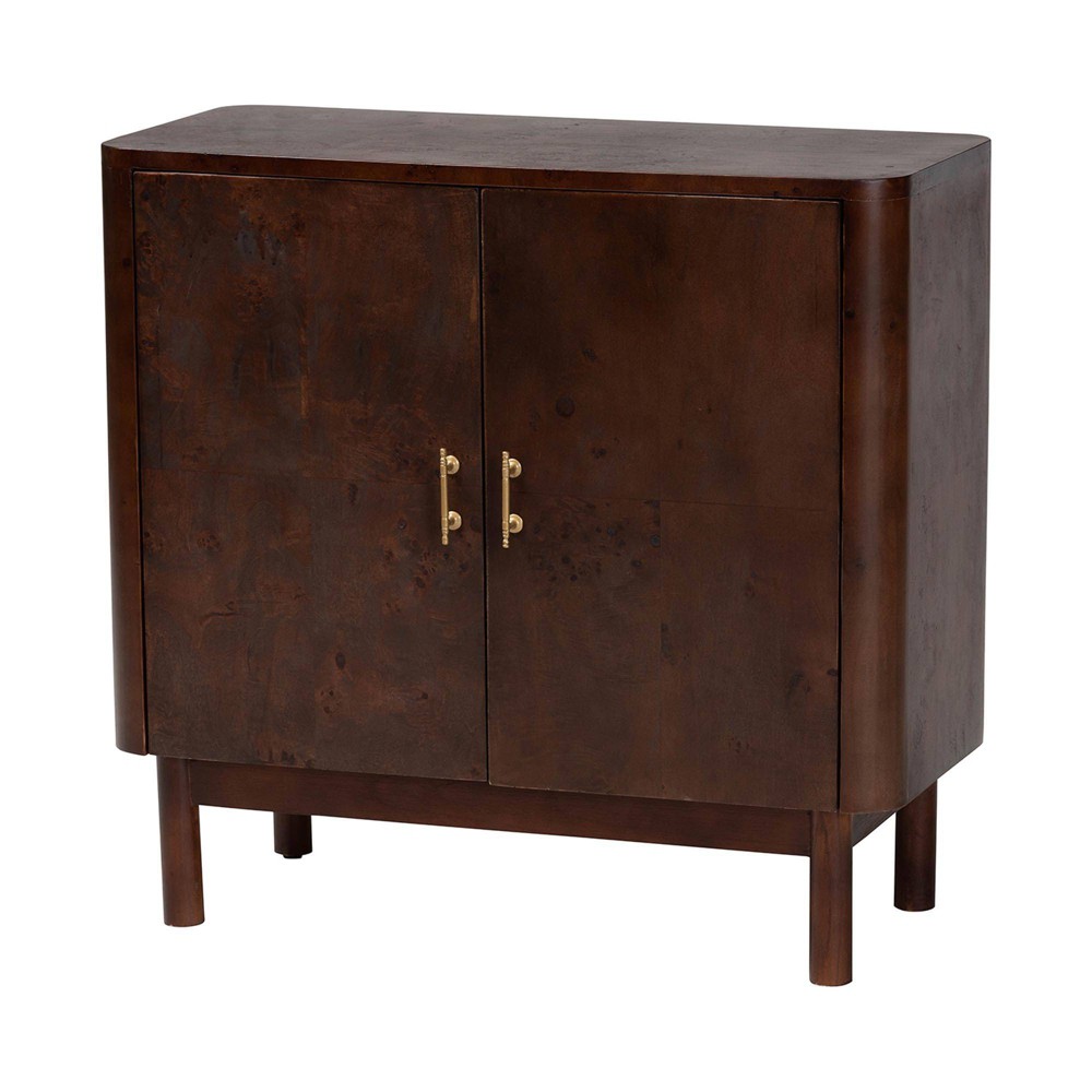 bali & pari Latika Real Burl Wood Storage Cabinet Dark Walnut