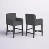 Fabric Upholstered 26" Counter Stools, Set of 2 with Armrests, Rubberwood Frame and H-Base for Kitchen, Dining or Home Bar - 2 of 4