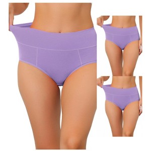 Allegra K Women's High-Waisted Available in Plus Size Tummy Control Briefs 3 Packs - 1 of 4