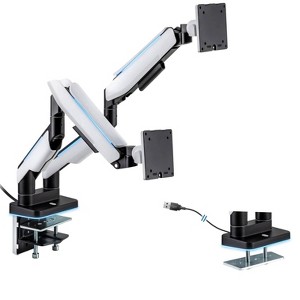 Mount-It! Heavy Duty Dual Monitor Arm up to 35 in. 44 Lbs. Screens, RGB Lights, VESA Desk Mount for Two Widescreen Curved Monitors 27 32 34 35 Inches - 1 of 4