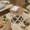 JIONJOY White Round End Table - Farmhouse Tray Top Side Table with Curved Base for Small Spaces - 4 of 4