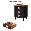 Vintage Farmhouse Nightstand with 3 Drawers & Floral Knobs,19" Distressed End Table for Bedroom Living Room-Baofuwish - 4 of 4