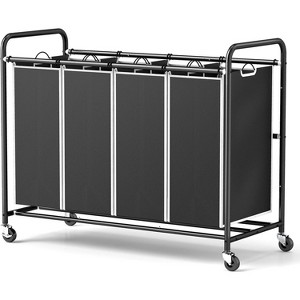 4 Section Heavy Duty Laundry Sorter, Separated Laundry Hamper Cart with Wheels and Removable Bags, Rolling Laundry Basket Organizer - 1 of 4