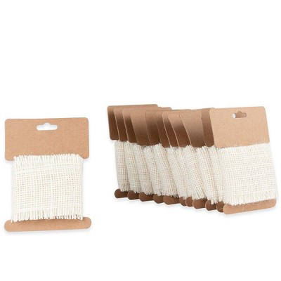 Genie Crafts 12-Pack Burlap Ivory Jute Fabric Ribbon Roll 2.4" x 1.1-Yard for Crafts Embellishments