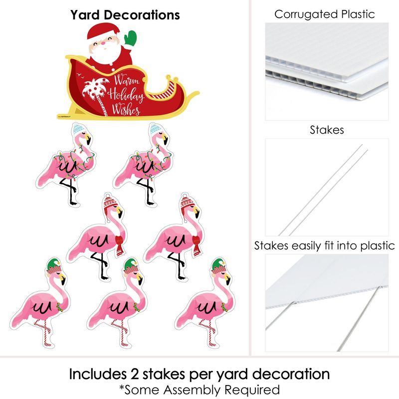 Big Dot of Happiness Flamingle Bells - Yard Sign and Outdoor Lawn Decorations - Tropical Flamingo Christmas Yard Signs - Set of 8, 6 of 9