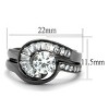 Slickblue Women's Two-Piece Light Black Wedding Ring Set – CZ Center Stone, Swirled Design, Stainless Steel, Sizes 5-10 - 2 of 4