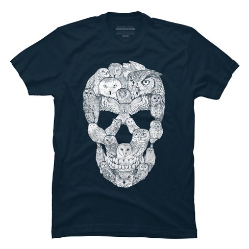 Men's Design By Humans Sketchy Owl Skull By Dinny T-shirt - Navy ...