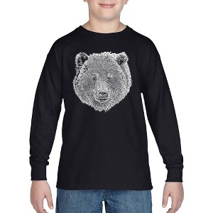 LA Pop Art Boy's Word Art Long Sleeve - Bear Face - 1 of 4