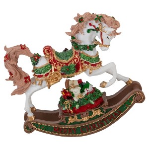 Northlight Musical "Merry Christmas" Rocking Horse Figure - 9" - 1 of 4