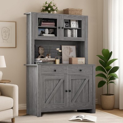 63" Kitchen Pantry Cabinet with Drawers, Hutch Cabinet with Storage, Microwave Stand, Adjustable Shelves,for Dining Room, Living Room