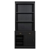83" Tall Bookcase with Sliding Doors and Adjustable Shelves,Solid Wood Frame Storage Cabinet with Open Display for Living Room Office-Baofuwish - 3 of 4