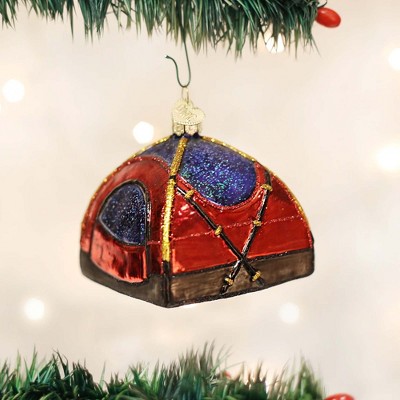 Hand-Painted Glass Dome Tent Ornament with Glitter Accents