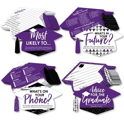Big Dot of Happiness Purple Grad - Best is Yet to Come - 4 Graduation Party Games - 10 Cards Each - Gamerific Bundle
