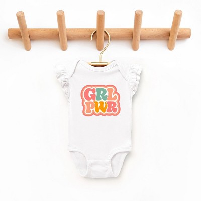 The Juniper Shop Girl Power Retro Baby Flutter Sleeve Bodysuit