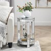 Round Mirror Coffee Table with Crystal Inlay, 2-Tier Modern Silver Side Table for Living Room, Bedroom, Sofa, Small Spaces - 2 of 4