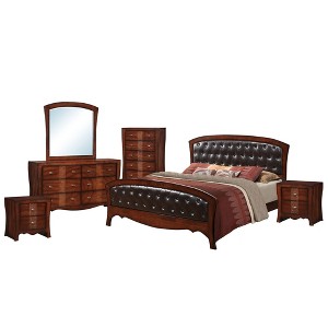 6pc Queen Jansen Panel Bedroom Set Espresso Brown - Picket House Furnishings