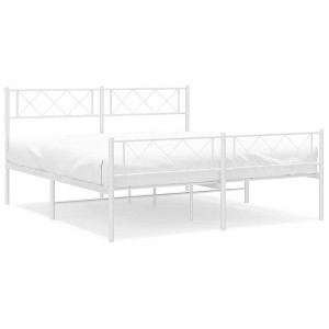vidaXL Full Metal Bed Frames with Headboard, Under Bed Storage, Noise Free, White, No Mattress - 1 of 4