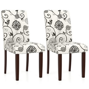 Tangkula Wooden Dining Chair Set of 2 w/Rubber Wood Legs Padded Seat S Springs High  Back - 1 of 4