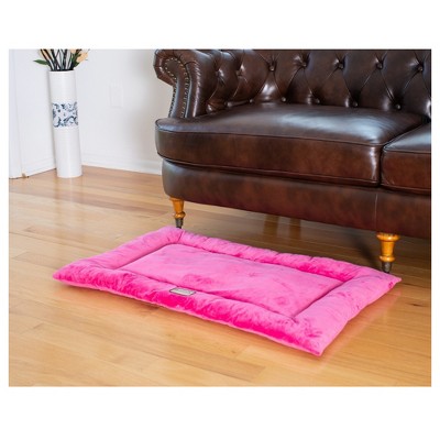 Medium Pink Velvet Pet Bed Mat with Poly Fill