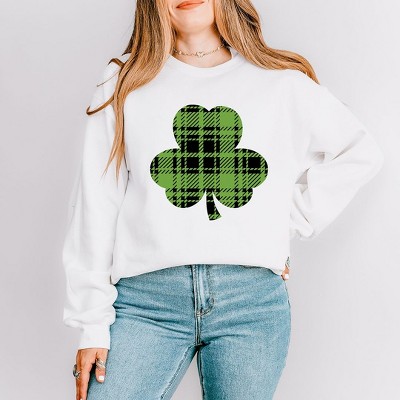 Simply Sage Market Women's Graphic Sweatshirt Buffalo Plaid Clover
