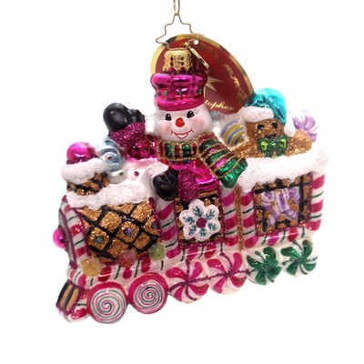 Christopher Radko Sweet Ride Gingerbread Snowman Train  -  Tree Ornaments