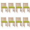 vidaXL 8pcs Teak Wood Patio Chairs with Bright Green Cushions - Heavy-Duty Outdoor/Indoor Furniture Set, Fine Sanded Finish, Weather Resistant - 2 of 4