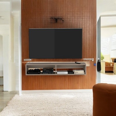 Alilang 60.00 Inch Wall-Mounted Storage Shelf with Open Compartments-Light Gray
