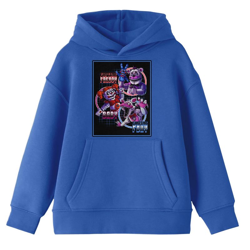 Bioworld Five Nights at Freddy's Fun Time Characters Youth Royal Blue Hoodie, 1 of 4