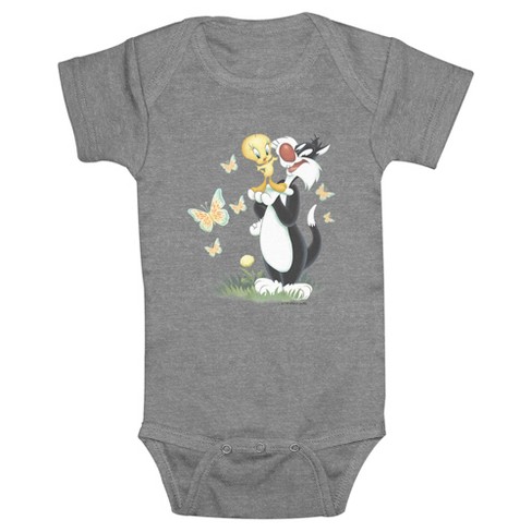 Infant s Looney Tunes Sylvester and Tweety Onesie Athletic Heather 6 Months