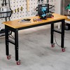 60" Adjustable Height Work Bench with Power Outlet, Heavy Duty Solid Wood Work Table, Max 2200 LBS Capacity - 2 of 4