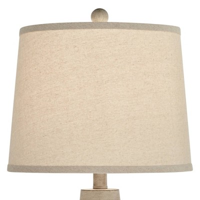 Southwest Beige Resin Urn Table Lamps with Drum Shades, Set of 2