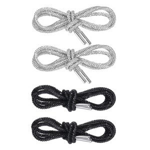 Unique Bargains Drawstring Bling Rhinestone Shoe Laces for Shorts Sneakers 4 Pcs White & Black - 1 of 4